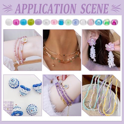 PH PandaHall 4900pcs 15 Colors Glass Seed Beads, 3mm Seed Beads Small Round Pony Bead 8/0 Tiny Spacer Craft Waist Beads for Earring Friendship Bracelet Necklaces Jewelry DIY Craft Making