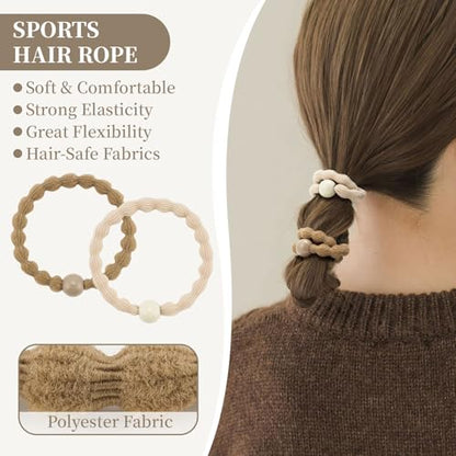 QIUTIMIY 10 Pcs No Damage Hair Ties Thick Hair Elastic Rubber Bands Hair Accessories Scrunchies Seamless for Women - color: Style 17