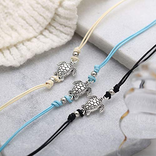 Softones Blue Starfish Turtle Anklet Multilayer Charm Beads Sea Handmade Boho Anklet Foot Jewelry for Women - style: A:Turtle 4