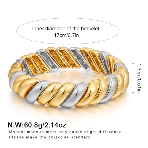 FAMARINE Gold Silver Chunky Bangle Bracelet for Women Men - style: Style L
