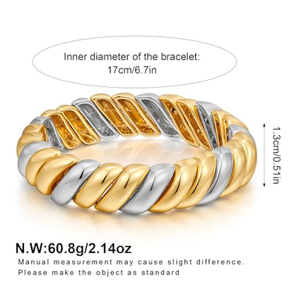 FAMARINE Gold Silver Chunky Bangle Bracelet for Women Men - style: Style L