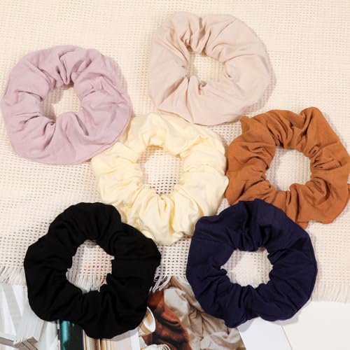 6 Pack Hair Scrunchies for Women - Hair Ties No Damage Both for Thick Hair or Thin Hair Curl Hair No Crease Scrunchies Ponytail Holder No Hurt Your Hair - color: Light Blue