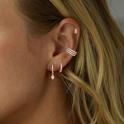 Ear Cuffs Non Piercing Ear Cuff Earrings for Women Gifts Trendy Stuff Clip on Cartilage Earrings Stacks Fake Earrings Jewelry Gifts - color: F:2pcs Rhinestones gold cuff earrings