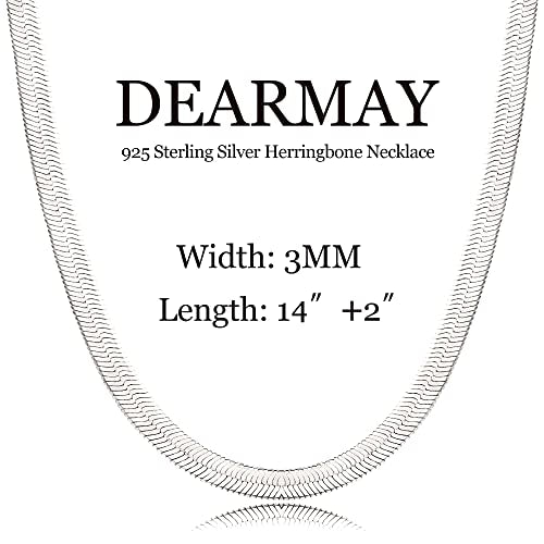 DEARMAY 14K Gold Plated Herringbone Necklaces for Women, Dainty Gold Snake Choker Chain Non Tarnish Trendy Simple Thin & Chunky Options Neckalce 1.5/3/5/6/8mm Chain Jewelry for Gifts - color: SL-3MM 14" Herringbone Necklace