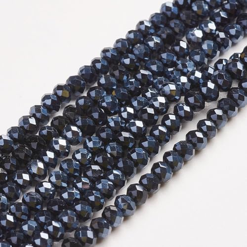 1110pcs Faceted Rondelle Glass Seed Beads 3x2mm Mini Crystal Loose Spacer Beads for DIY Friendship Bracelet Necklace Beading Craft Jewelry Making Ornament, Black Plated - color: Black Plated