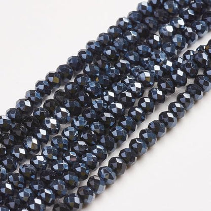 1110pcs Faceted Rondelle Glass Seed Beads 3x2mm Mini Crystal Loose Spacer Beads for DIY Friendship Bracelet Necklace Beading Craft Jewelry Making Ornament, Black Plated - color: Black Plated