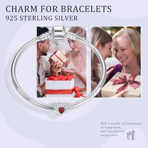 S925 12 Months Birthstone Charm for Pandora Bracelet, Gift on Birthday Christmas Mothers Valentines Anniversary Graduation, for Women Mom Daughter Friend Family Sister Aunt Grandma - color: January