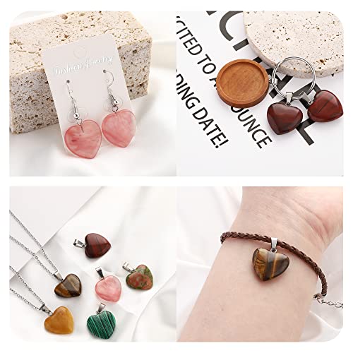 Lezam 24 Pieces Healing Crystal Heart Moon Cross Shaped Pendants Necklace Charms for DIY Jewelry Making Natural Quartz Stones Chakra Love Beads Bulk - color: 24Pcs-A