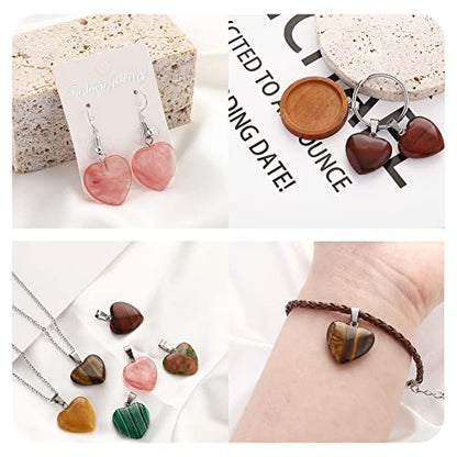 Lezam 24 Pieces Healing Crystal Heart Moon Cross Shaped Pendants Necklace Charms for DIY Jewelry Making Natural Quartz Stones Chakra Love Beads Bulk - color: 24Pcs-A