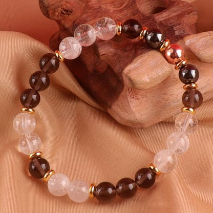 KSQS Healing Stone Bead Bracelet for Women, Natural Gemstones Balance Protection Bracelet, Spiritual Crystal Beads Bracelet Anxiety Relief with Meaning Card - color: Grounding