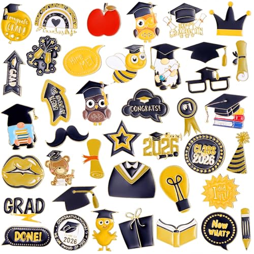 Giegxin 40 Pcs 2026 Graduation Pins Bulk Kindergarten Preschool Enamel End of the Year Student Gifts Class of 2026 Graduation Lapel Pins Teachers Backpack for Teacher Student - style: Grad