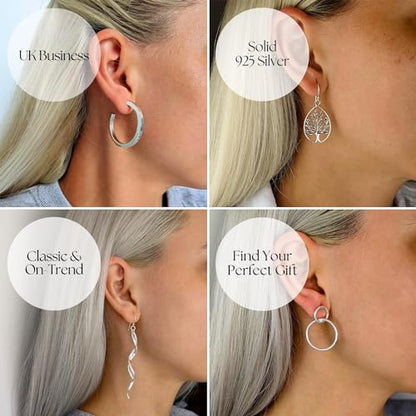 Silverly 925 Sterling Silver Climber Earrings With 5 Hexagonal Cubic Zirconias - Dainty Small Sparkly Crystal Ear Climbers for Women - CZ Star Constellation Crawlers - Trendy Jewelry Gift for Her