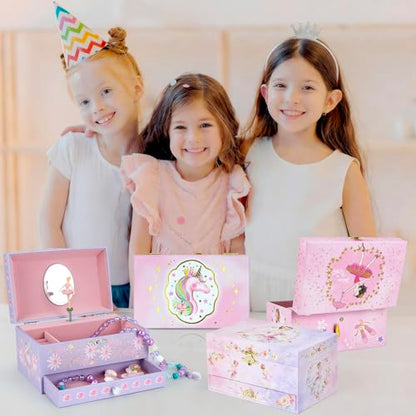 Music Jewellery Box with Drawer Necklace Bracelet, Musical Jewelry Storage Case with Spinning Ballerina Gift Set for Kids Girls Children Daughter (Purple-Ballet) - color: Purple-Ballet