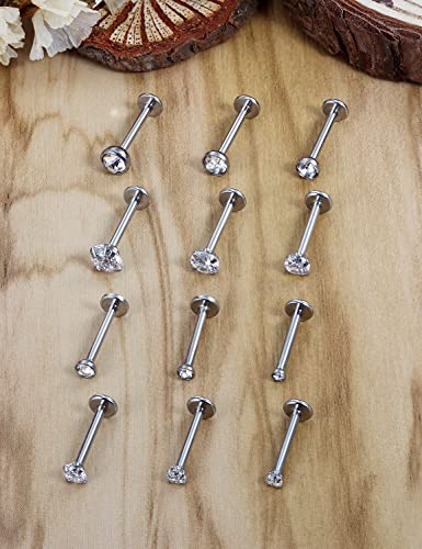 16G Lip Rings Stainless Steel Tragus Helix Conch Piercing Jewelry Snake Bite Piercing Monroe Lip Rings Labret Medusa Cartilage Lobe Earrings Piercing Jewelry CZ 2MM 2.5MM 3MM 3.5MM 4MM 4.5MM - color: 10MM-Silver,2mm/2.5mm/3mm/3.5mm/4mm/4.5mm