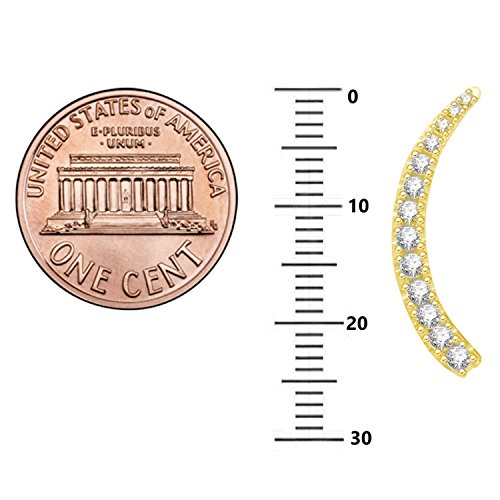 Ritastephens Sterling Silver Cubic Zirconia Ear Climber Crawler Earrings 25mm (Yellow or White) - color: Gold overlay (Yellow)