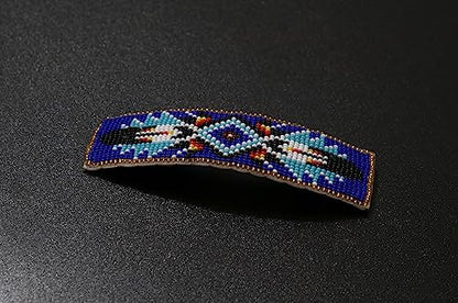 Beaded Hair Clips Native American Style Handmade Collection (Blue) - color: Blue