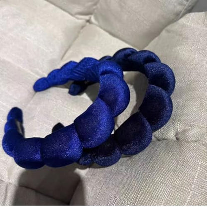 Fashion Headbands for Women Padded Fabric Hair Bands Wide Velvet Non Slip Headband Hair Accessories for Women Girls (Navy Blue) - color: Navy Blue