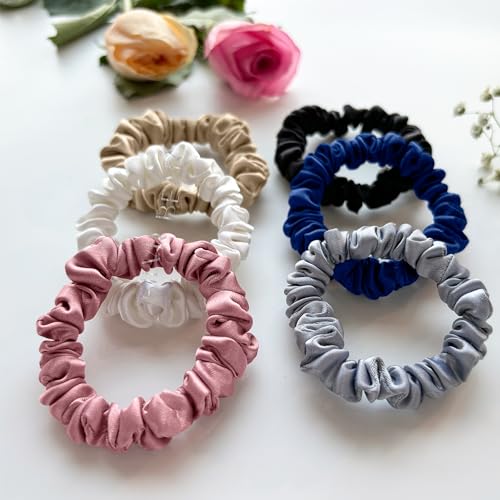 SILVR BEAR Luxury Satin Scrunchies, Satin Hair Ties for Thick, Thin & Curly Hair, Scrunchies for Women, Girls & Men Softer than Silk Hair Ties (Classic Skinny) - color: Classic Skinny