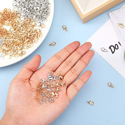 600 Pieces Lobster Clasps and Open Jump Rings Set Lobster Claw Clasps and Closures for Jewelry Making and Bracelets Bracelet Hooks Jewelry Clips(KC Gold, White K) - color: KC Gold, White K