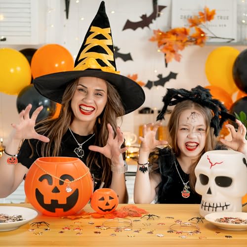100Pcs 50 Pairs Halloween Charms for Jewelry Making and Bracelets, Gold Enamel Jewelry Pendants for Halloween Earring Bracelet Necklace Craft Making - style: Halloween Charms