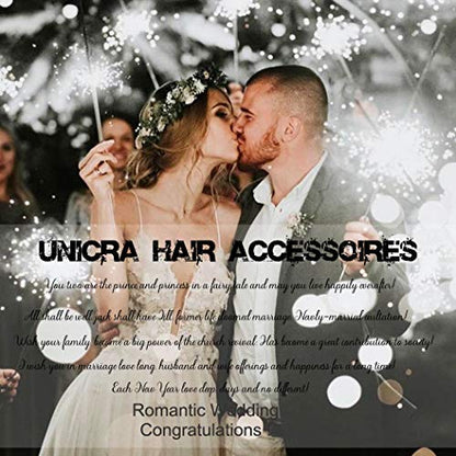 Unicra Flower Bride Wedding Hair Comb Leaf Gold Bridal Headpiece Pearl Hair Accessories Crystal Hair Piece Jewelry for Women (B Gold) - color: B Gold