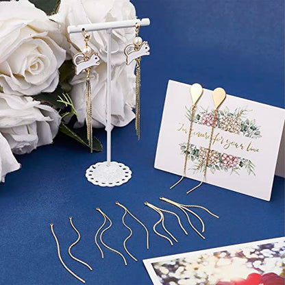 SUNNYCLUE 1 Box 12Pcs 3 Style Real 18K Gold Plated Earring Findings Brass Tassel Chain Earring Chains Long Chain Tassel Big Charm for Jewelry Making Accessories Women Adults DIY Dangle Earrings Craft - color: 12pcs 3 Style Real 18k Gold Plated Earring Fin