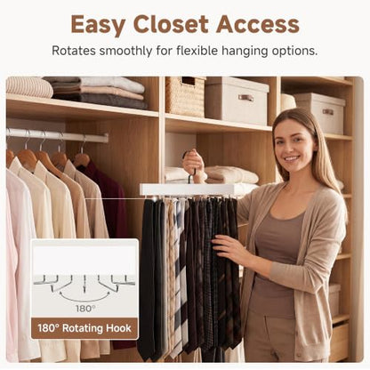 StorageWorks Tie Hanger with 20 Swivel Hooks, 2 Pack Wooden Hanger, White | Sturdy White Tie Wooden Hanger with 180° Swivel Hooks, Space Saver Rack for Ties, Belts, Scarves in Closet - color: White