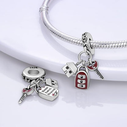 Vegas Safety Chain Sun Birthday Mom Camera Dog God Psalm Bead Pendant 925 Sterling Silver Dangle Compatible With Pandora Moments Charm Bracelet - style: House Car Keys Charm New Driver Learner Pass Test Alarm