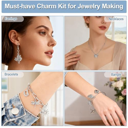 Modacraft 254 Pcs Silver Charms for Jewelry Making with Alphabet Letters | Wholesale Bulk Tibetan Silver Charm Pendants for Bracelet Necklace DIY Crafting - style: Sliver Charm & Letter Charms-254 Pcs