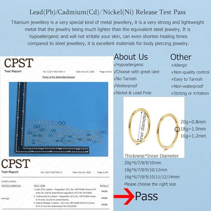 Lantine 16g 18g 20g Nose Rings Hoops Grade 23 Titanium Black Hinged Septum Rings Seamless Clicker Sleeper Cartilage Daith Tragus Helix Piercing Hoop Earrings - color: Gold