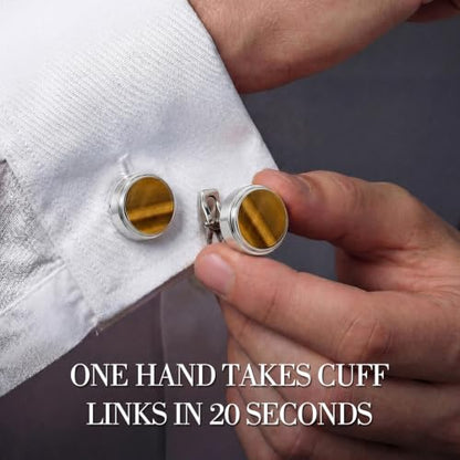 Cufflinks for Men, Stainless Steel Tuxedo Cuff Links Classic | Stainless Steel, 0.5 inch Lead-Free and Nickel-Free, groom Wedding Business Party, Gift for boyfriend Husband father - color: Yellow