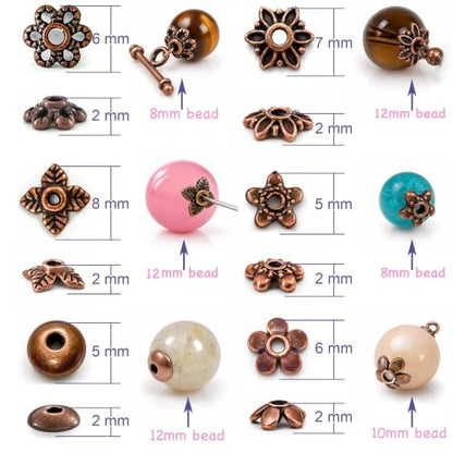 Heather's cf 600PCS Mixed Copper Metal Bead Caps for Jewelry Making, 6mm Flower Bead Caps Fit 8-10mm Beads, DIY Jewelry Making Supplies - color: Mixed Copper - 600Pc