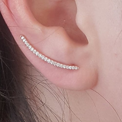 Dazzlingrock Round White Natural Diamond Crawler Climber Earrings | 0.18 Ctw | Women - color: Yellow Gold, size: 10K - Metal Stamp