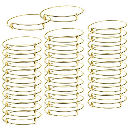 UPINS 60Pcs Gold Expandable Bangle Bracelets Adjustable Wire Blank | Stainless Steel Women Bracelets for DIY Jewelry Making Crafting Supplies for Beginners Experienced Jewelry Makers - color: Gold