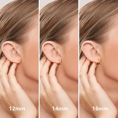 Silver 3 Pairs Heart Earrings Set for Women 14K Gold Plated Hoops, ALEXCRAFT Minimalist Hearts Shaped Small Big Silver Huggie Hoop Trendy Earring Hypoallergenic Thick Chunky Earings - color: Gold