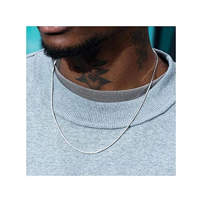 Verona Jewelers Sterling Silver 1MM, 1.5MM Italian 8 Sided Diamond Cut Snake Necklace Chain- Diamond Cut Silver Necklace, 925 Sterling Silver Necklace, Necklace for Pendants, - style: 1MM