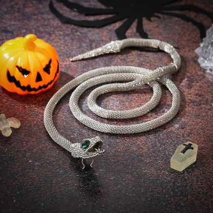 FANZE Snake Necklace for Women，Adjustable Punk Gold Snake Choker Necklace Halloween Gifts Party Multi-Purpose Jewelry - color: Silver