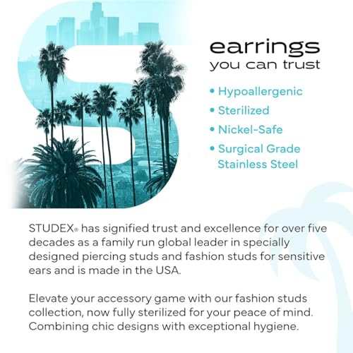 STUDEX Sensitive Princess Cut Cubic Zirconia Stud Earrings | Hypoallergenic and Nickel Safe for Sensitive Ears | High Fashion Earrings for Women and Men - size: 5mm