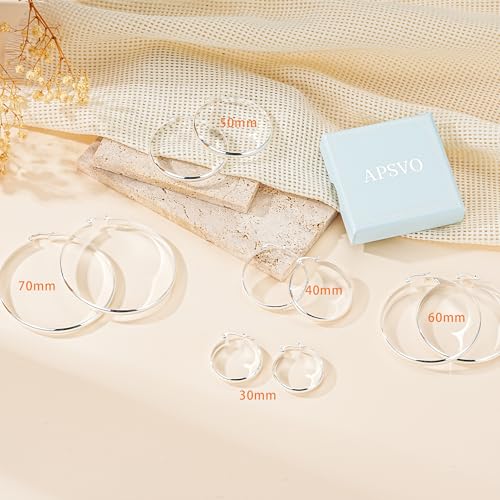 Apsvo Hoop Earrings for Women, 5mm Wide 14K Gold Plated/Silver Hoop Earring Hypoallergenic 925 Sterling Silver Earrings Lightweight Large Earrings for Women - color: Silver&30mm