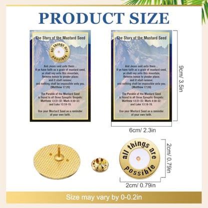 Sayglossy 30 Sets Mustard Seed Enamel Pins on Card Mustard Seed Gifts Bulk All Things Are Possible Faith Lapel Christian Pin Inspirational Card Catholic Religious Jewelry for Men Women Church Gifts - style: Mustard Seed
