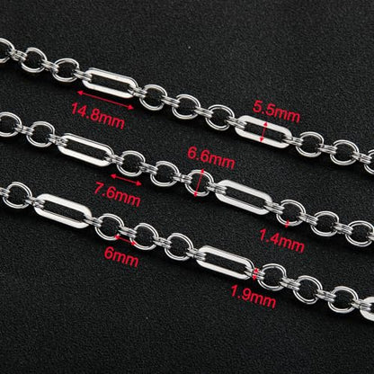 UMAOKANG 2 Meters Stainless Steel Paperclip Chain Bulk for Jewelry Making | High Polish Silver Paper Clip Link Chain on Spool with Lobster Clasps Jump Rings - color: Paperclip (Steel)