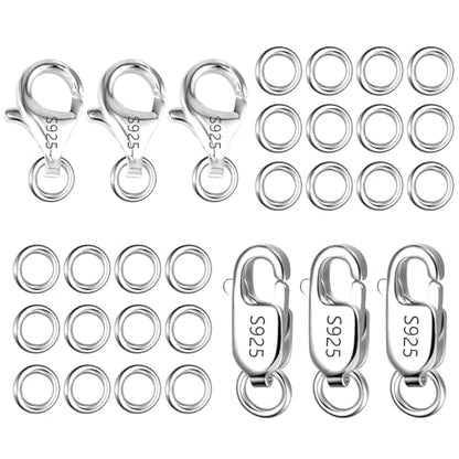 925 Sterling Silver Jewelry Making Lobster Clasps with Open Jump Rings Set | 26PCS Small Spring Italian Clasps Lobster Claw Jump Rings Necklace Chains Connect Link Repair kit Supplies Jewelry Findings - color: 26PcsA