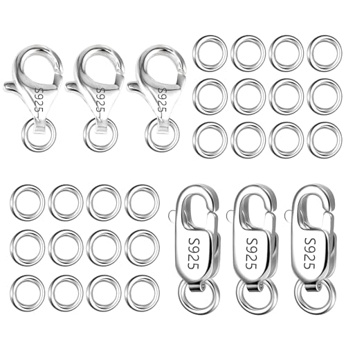 925 Sterling Silver Jewelry Making Lobster Clasps with Open Jump Rings Set | 26PCS Small Spring Italian Clasps Lobster Claw Jump Rings Necklace Chains Connect Link Repair kit Supplies Jewelry Findings - color: 26PcsA