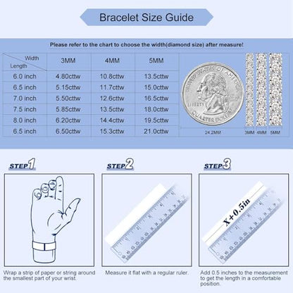 Gem's Beauty 925 Sterling Silver Tennis Bracelet Cubic Zirconia Silver Bracelets For Women 14k Gold Plated 6.5 inches-9 inches - color: 6MM, size: 8.5 inches