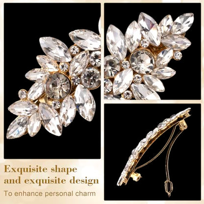 Joez Wonderful 2 Pcs Rhinestone Hair Clips, Silver Bridal Hair Accessories for Women, Sparkly Crystal Hair Pins, Fancy Flower Hair Barrettes for Wedding, Bride (Gold, Silver) - color: Rhinestone (Gold, Silver)
