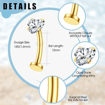 Floating Titanium Belly Button Rings Hypoallergenic G23 Titanium Internally Threaded Belly Ring 14G Belly Piercings for Women Navel Piercings Jewelry - color: 14k gold plated heart
