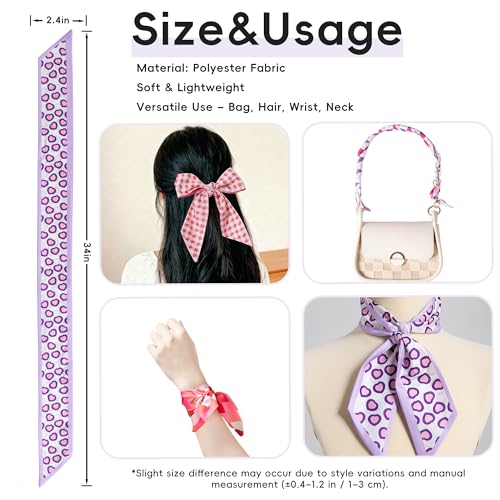 ZXZH 6 Pack Fashion Scarves for Women, Versatile Boho Head Scarf | Satin Scarf for Hair, Neck, Wrist, and Purse Accessories - color: Mixed Fruit Pattern