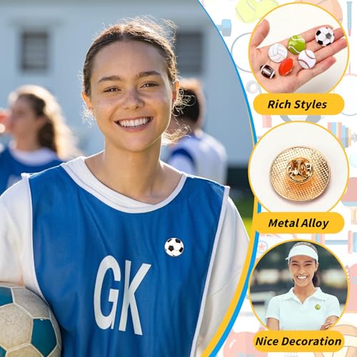 SANNIX 60Pcs Sports Ball Lapel Pins, Bulk Baseball Basketball Soccer Football Volleyball Tennis Enamel Pins Sports Brooches for Backpacks Clothes Bags Hats Accessories - style: Ball Pins