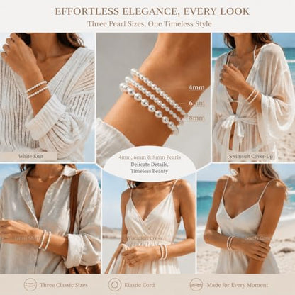 Pearl Bracelets for Women Dainty Baroque Pearl Bracelet White Bridesmaid Bridal Bracelet Wedding Jewelry Gifts for Mother Daughter Matching Outfits - color: A2:pearl bracelet