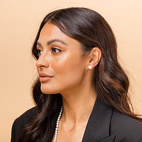 PAVOI 14K Gold Plated 925 Sterling Silver AAA+ Quality Handpicked Freshwater Cultured Stud Pearl Earrings - Trendy Hypoallergenic Jewelry - style: 8.5mm